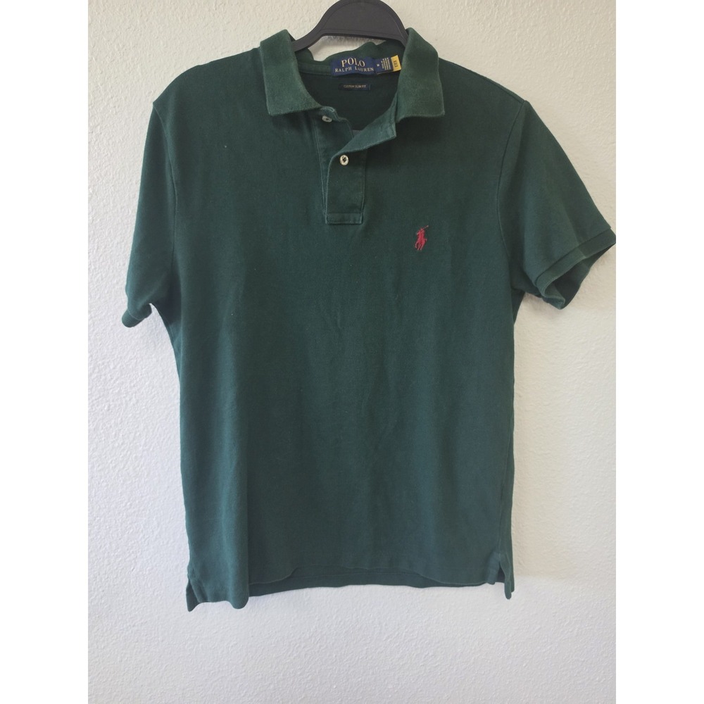 Polo Ralph Lauren Men's M Green Solid Short Sleeve Shirt Classic Casual